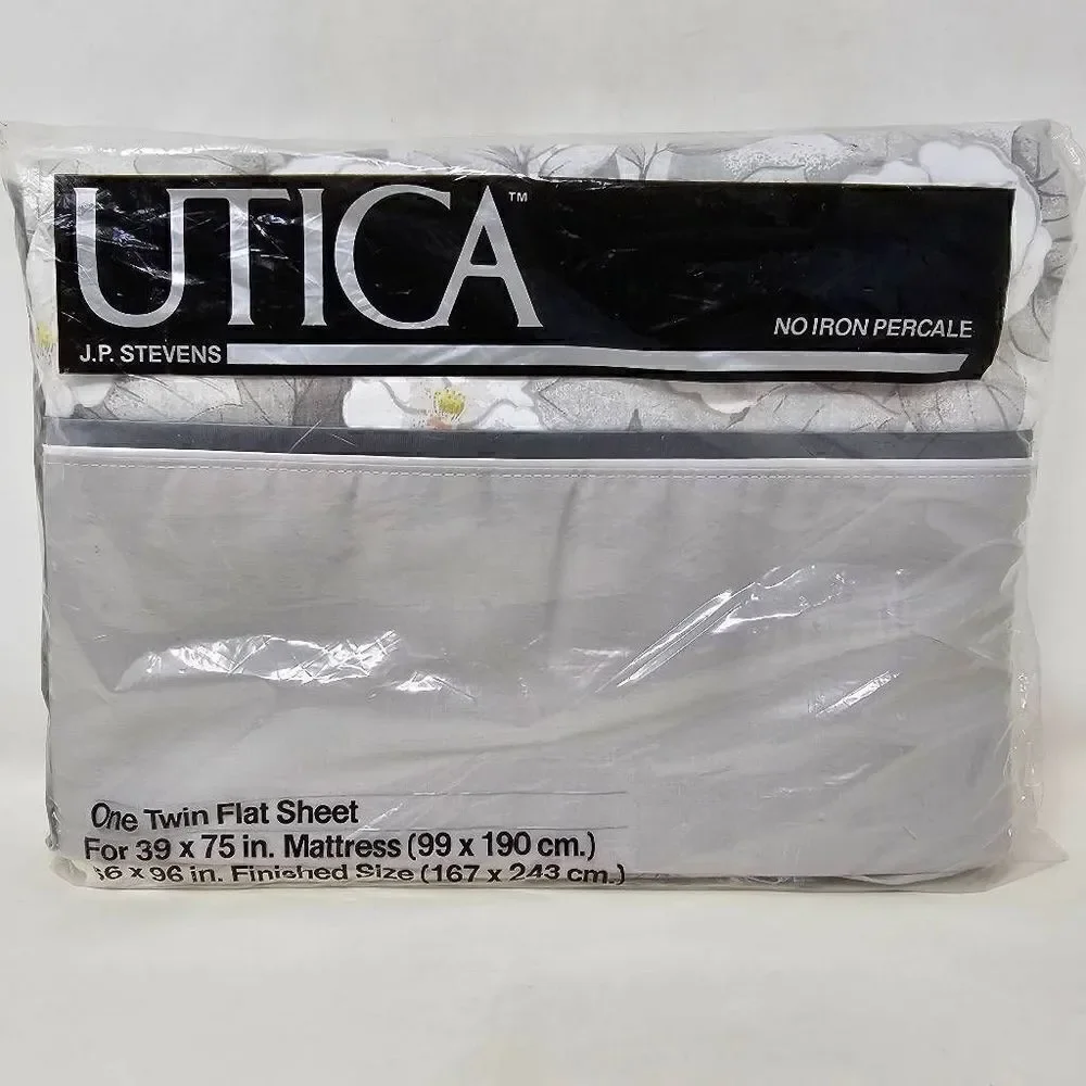 VINTAGE UTICA JP STEVENS JASPER FLORAL ONE TWIN FLAT SHEET NO IRON PERCALE NEW